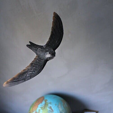 Hand Carved Wood Common Swift in Flight By Wildlife Garden