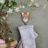Hand Carved Wooden Ginger Cat With Hook By Wildlife Garden