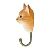 Hand Carved Wooden Ginger Cat With Hook By Wildlife Garden