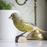 Carved Wooden Figure Of A  Greenfinch By Wildlife Garden