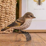 Carved Wooden Pine Siskin Figure By Wildlife Garden