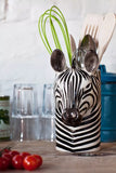 Quail Ceramics Zebra Kitchen/Desk Utensil Pot