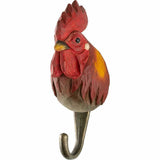 Hand Carved Wooden Rooster With Hook By Wildlife Garden