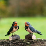 Carved Wooden Figure of a Barn Swallow by Wildlife Garden