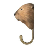 Hand Carved Wooden Beaver With Hook By Wildlife Garden