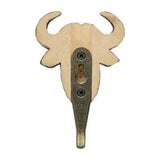 Hand Carved Wooden African Buffalo With Hook By Wildlife Garden