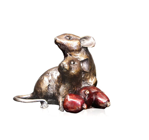 Mice On Rosehips Bronze Sculpture Limited Edition Of 250 From Richard Cooper Bronze