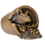 Mouse In Flowerpot Figurine By Oriele Bronze MM886