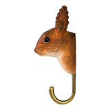 Hand Carved Wooden Squirrel With Hook By Wildlife Garden