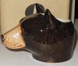 Brown/Black Bear Face Egg Cup Quail Ceramic