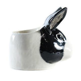 Black And White Dutch Rabbit Face Egg Cup By Quail Ceramics