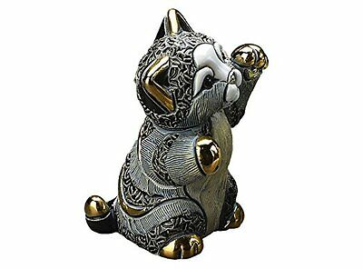 Blue Striped Kitten With Paws Up Figurine By De Rosa