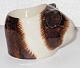 Long Hair Brown and White Guinea Pig  Face Egg Cup By Quail Ceramics: