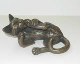 Cat On It's Back By Oriele Bronze
