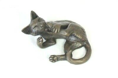 Cat On It's Back By Oriele Bronze