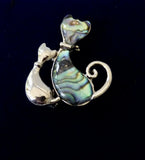 Rodney Holman: Brooch: Cat Pair With Paula Shell Inlay