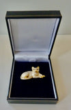 Rodney Holman Brooch Cat Sitting Cream Enamel