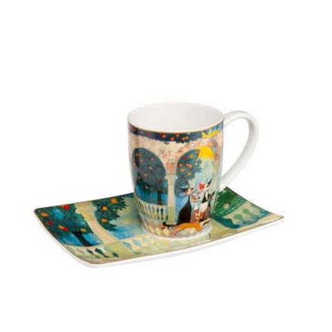 A Visita Artist Mug With Tray By Rosina Wachtmeister And Goebel
