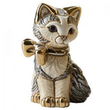 Kitten With Gold Ribbon Figurine By De Rosa