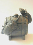 Mice On A Barrel By oriele Bronze