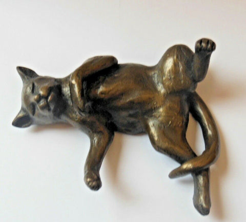 Cat Relaxed On Its Back Figurine By Oriele Bronze