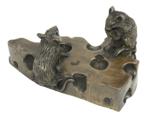 Mice On Cheese Sculpture By Oriele Bronze