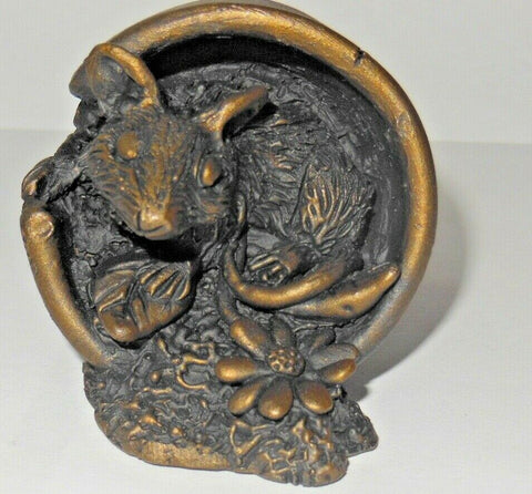 Mouse In Flowerpot Figurine By Oriele Bronze