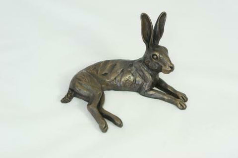 Small Hare Laying Down By Oriele Bronze
