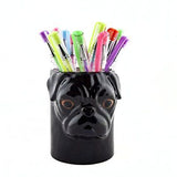 Black Pug Pencil Pot By Quail Ceramics: