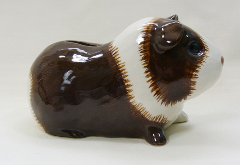 Long Hair Brown And White Guinea Pig Money Box By Quail Ceramics