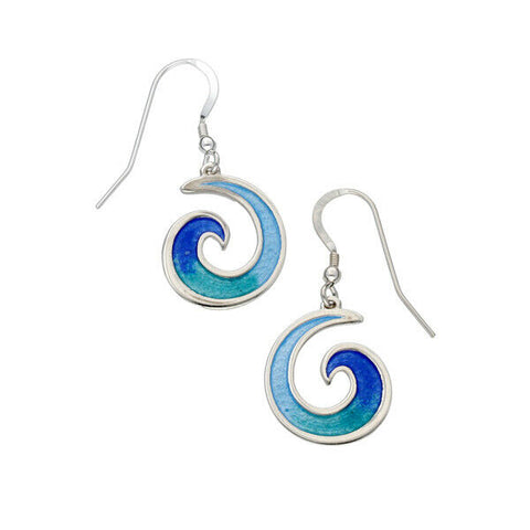 St Justin Silver Glas Mor Mordardha Enamelled Drop Earrings