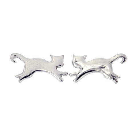 St Justin Pewter Leaping Cat Stud Earrings