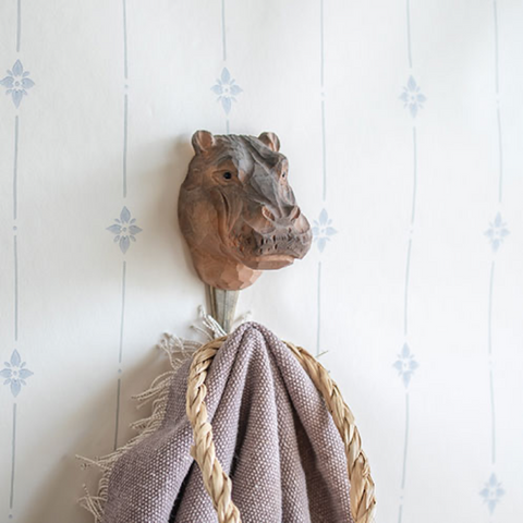Wooden Hippopotamus With Hook By Wildlife Garden