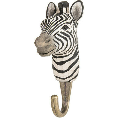 Hand Carved Zebra With Hook By Wildlife Garden