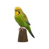 Carved Wooden Green Budgerigar Decobird By Wildlife Garden