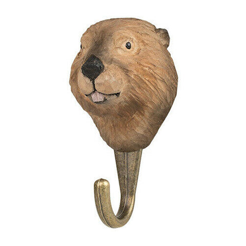 Hand Carved Beaver With Hook By Wildlife Garden