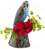 Blue Budgerigar Bud Vase By Quail Ceramics