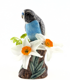 Blue Budgerigar Bud Vase By Quail Ceramics