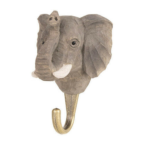 Hand Carved Elephant With Hook By Wildlife Garden