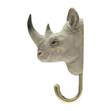 Hand Carved Wooden Rhino With Hook By Wildlife Garden
